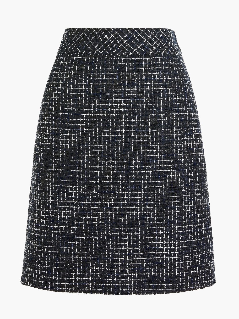 J. Crew Black, Navy, and White Tweed A-Line Skirt